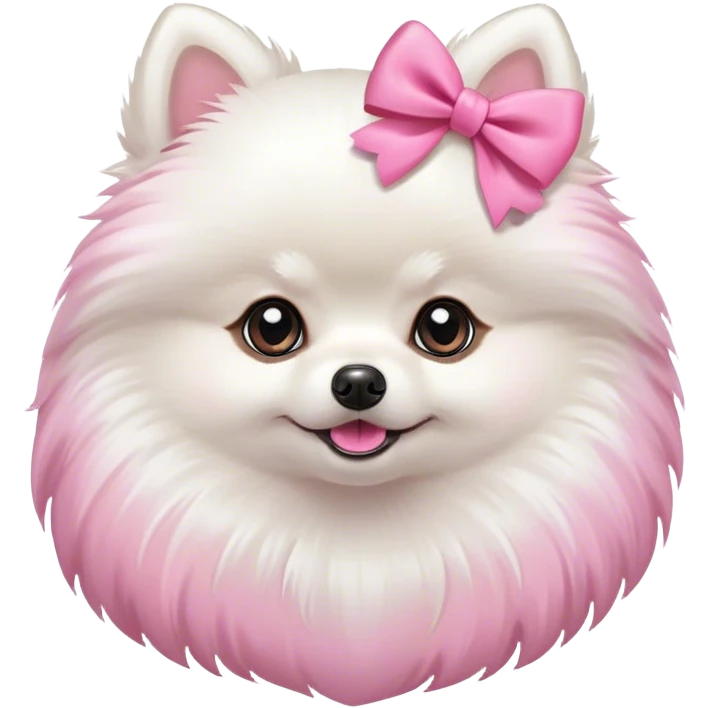 White pomeranian with rosa bow  emoji