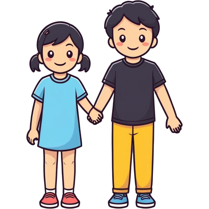 smiling girl with boy indoors emoji