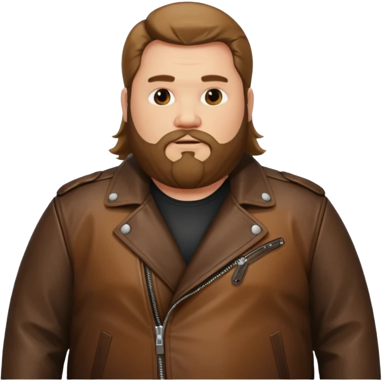 Long hair fat men with beard in leather jacket emoji