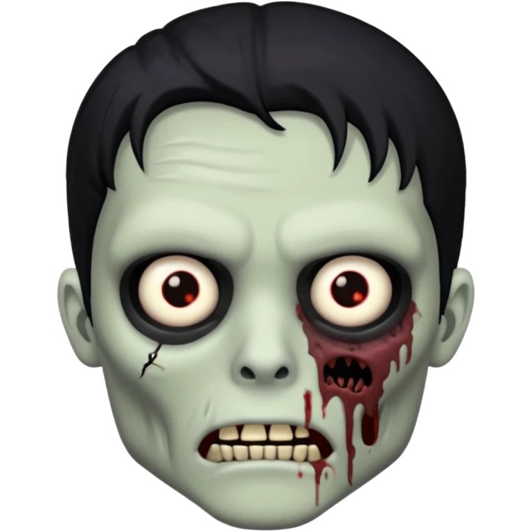 zombie with black hair black eyes and scarding over the face emoji