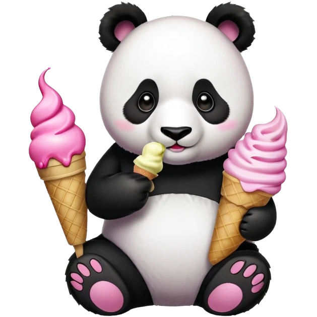 Panda eating ice cream emoji