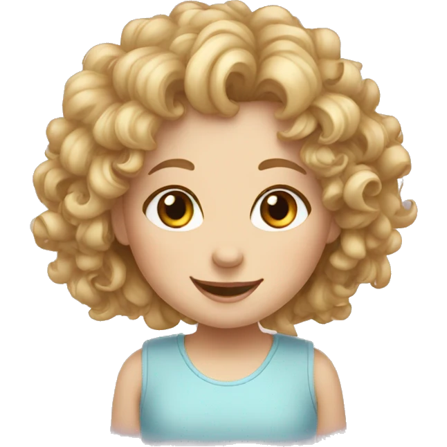 Curly happy white girl emoji