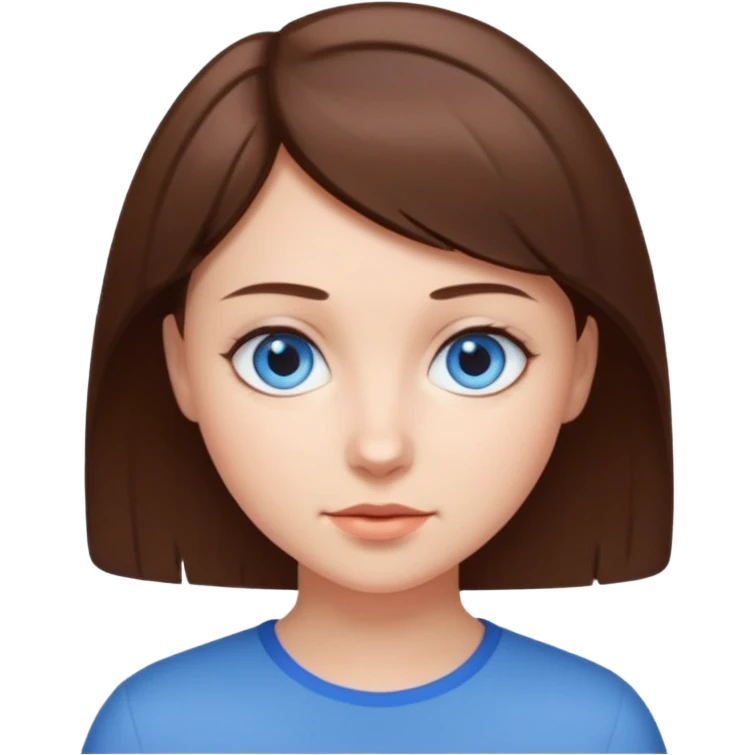 Chica de pelo corto color café y con los ojos azules emoji