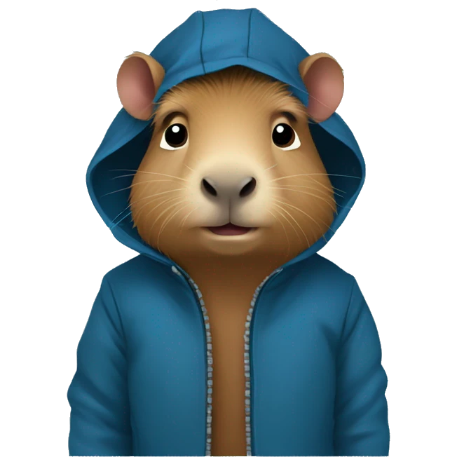 A capybara using a blue jacket emoji