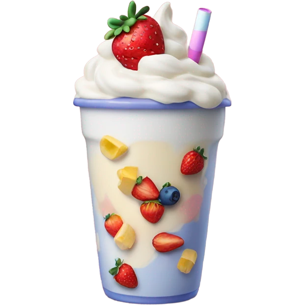 A cup of milk shake with fruits  emoji