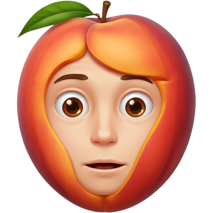 Boy with his face stuck in a juicy peach emoji