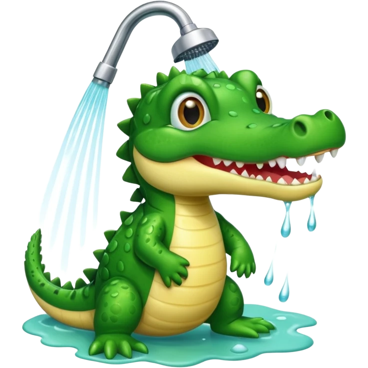 baby crocodile is showing under the shower  emoji