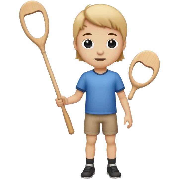 make a stick with legs and arms and a cute face with holding a wooden bat emoji