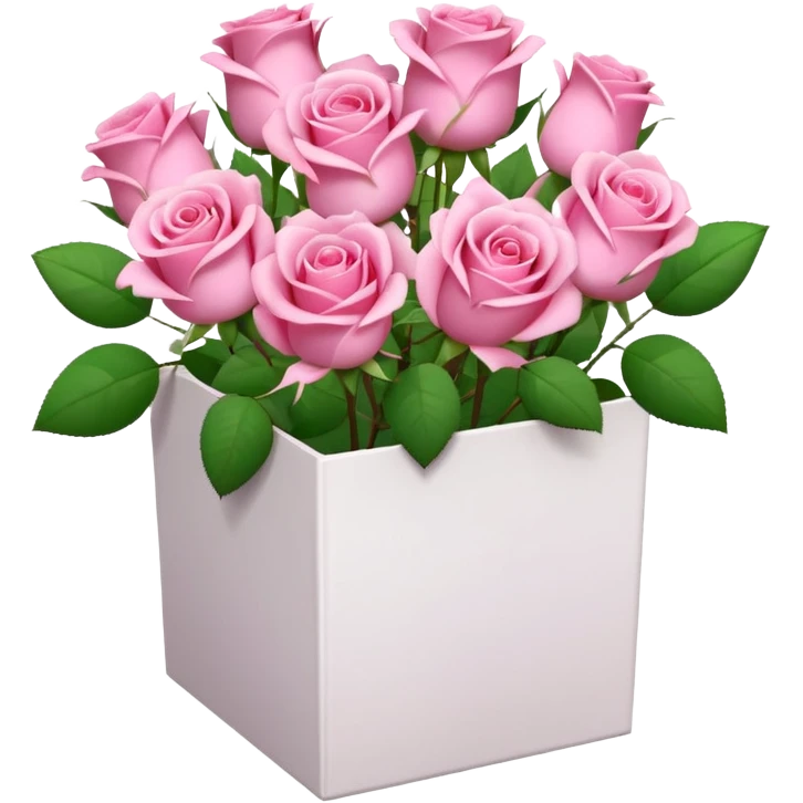 bouquet of pink 15 roses in a white box emoji