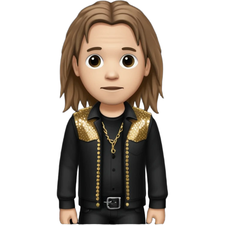 James Munky Shaffer from Korn with long light brown hair, light skin, black sequin outfit emoji