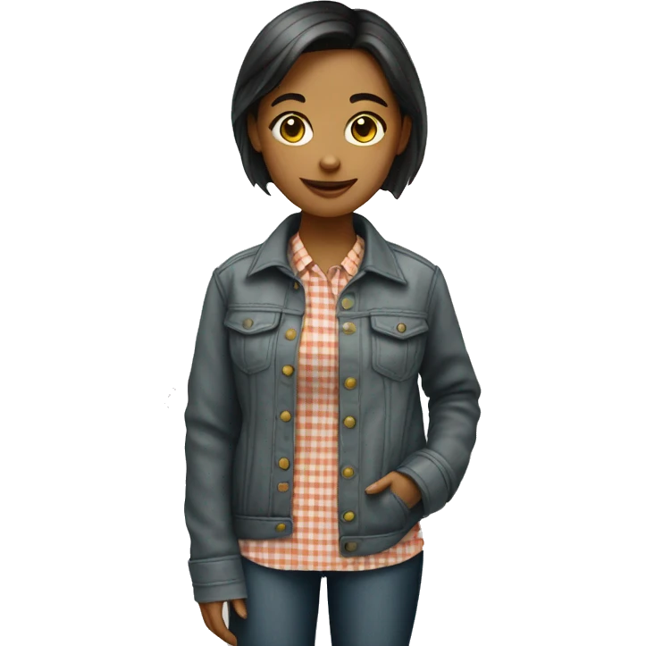 girl with check pattern shirt emoji
