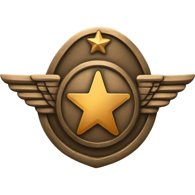 Bronze military badge with a star and wings behind emoji