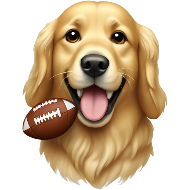 Golden retriever dog with a football in its mouth  emoji