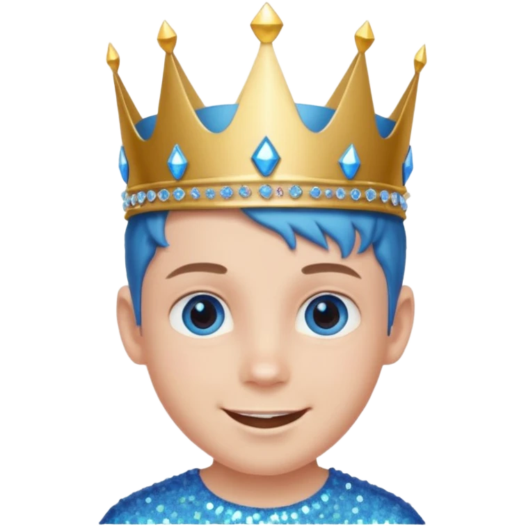 blue Boy glitter crown smile emoji