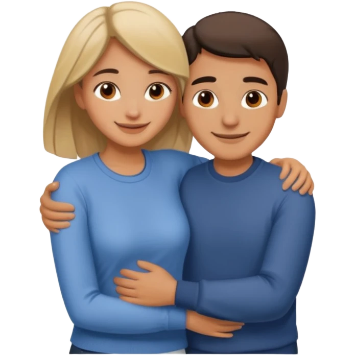 couple hug with warm smiles emoji