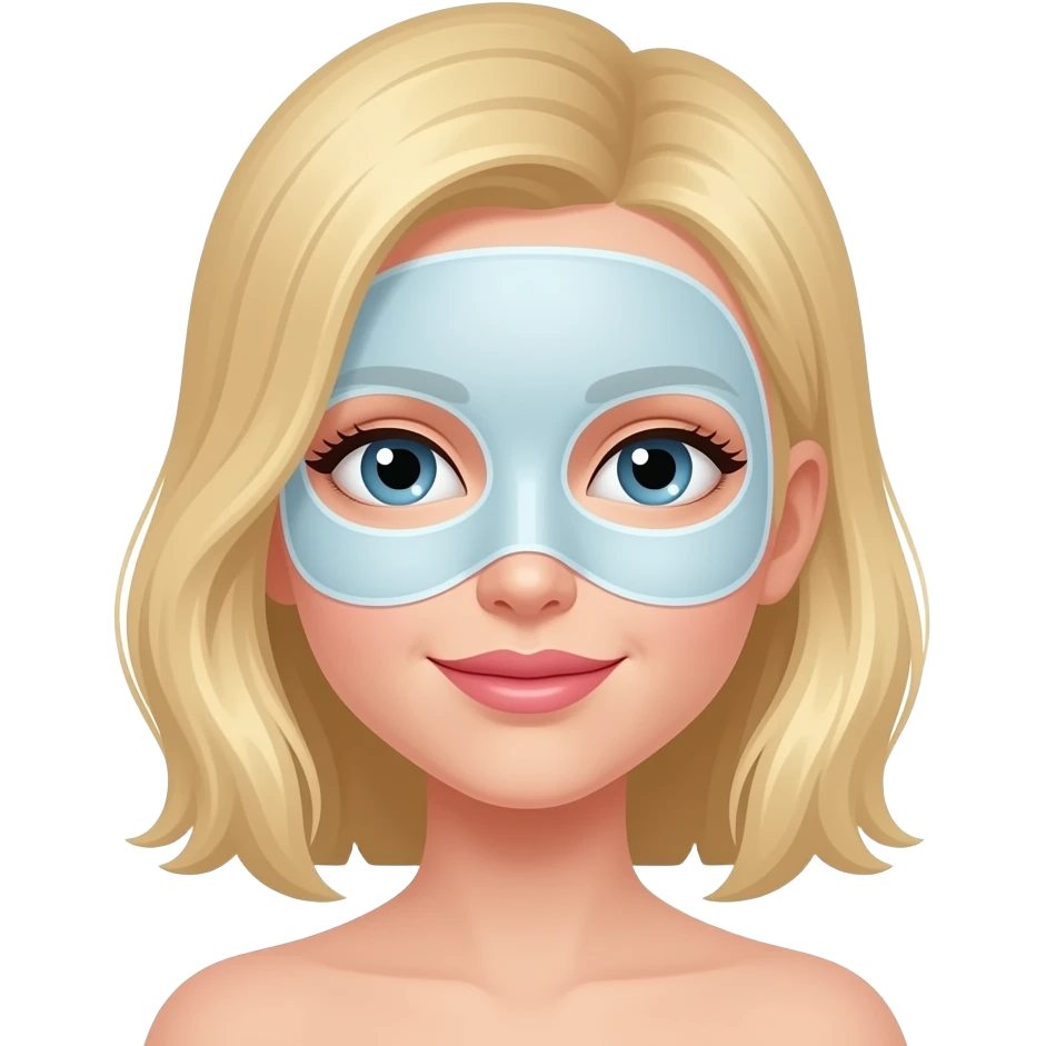 Garota branca loira usando mascara de hidratação nos labios emoji