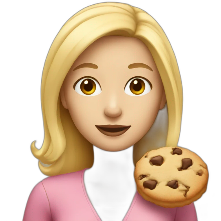 blonde woman with a cookie emoji