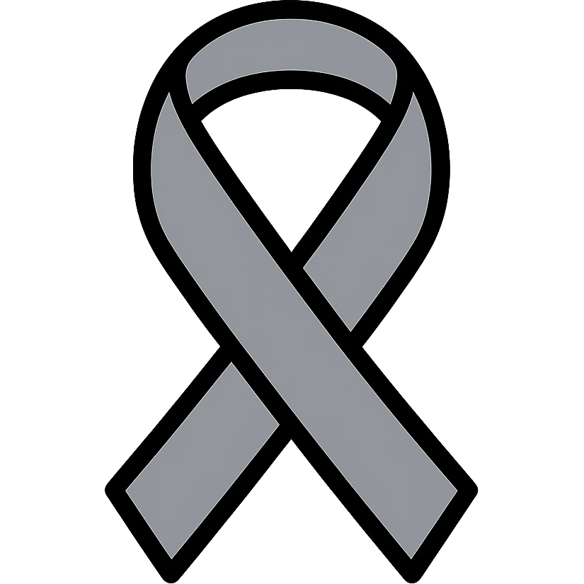 gray brain cancer awareness ribbon, simple, clean, suitable for icon or emoji emoji