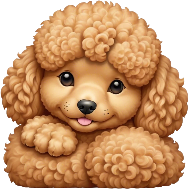 Meme-Worthy Cute Sleeping Apricot Poodle Portrait Emoji, Head resting peacefully with a contented smile, showcasing a delightfully elegant build and a luxuriously soft, curly apricot Fur, eyes shut in a serene nap, Simplified yet hilariously adorable features, highly detailed, glowing with a soft, drowsy light, high shine, relaxed and utterly lovable, stylized with an air of playful laziness, bright and heartwarming, soft glowing outline, capturing the essence of a comically sleepy companion, so meme-worthy it feels like it could instantly become the next viral sensation of adorable slumber! emoji