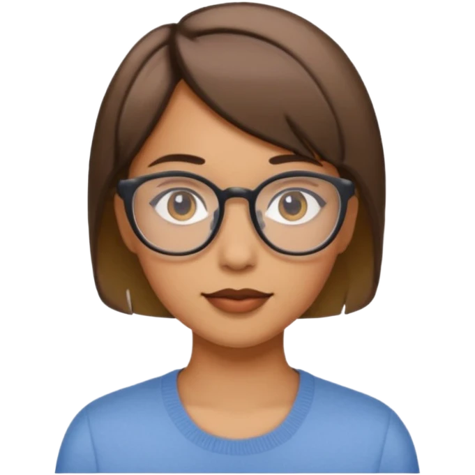 Medium girl short hair glasses emoji