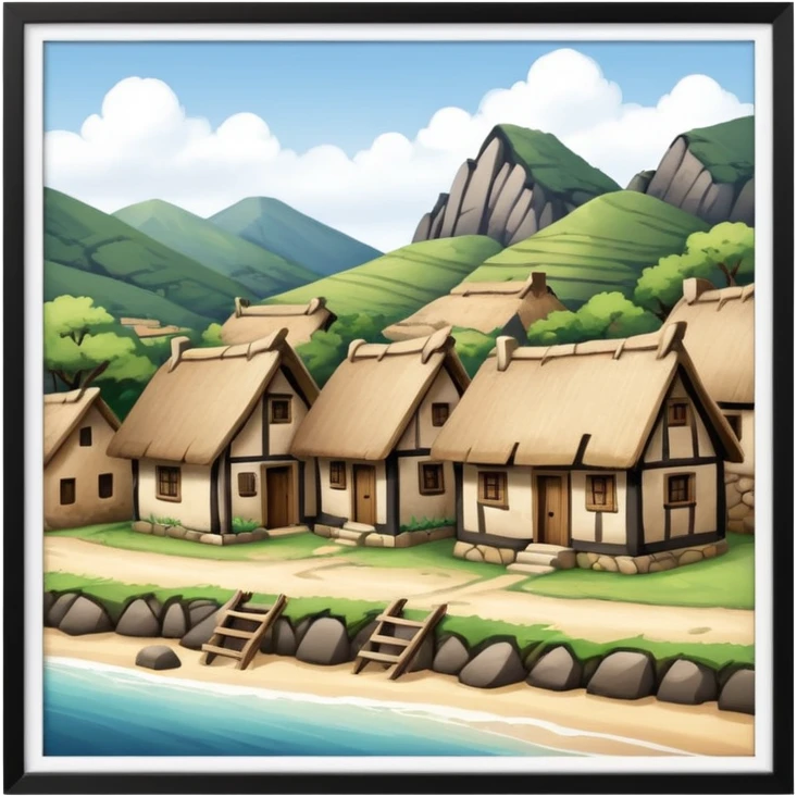 old times primitive houses emoji