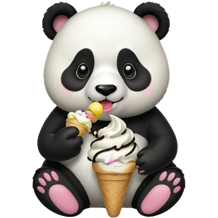 Panda eating ice cream emoji