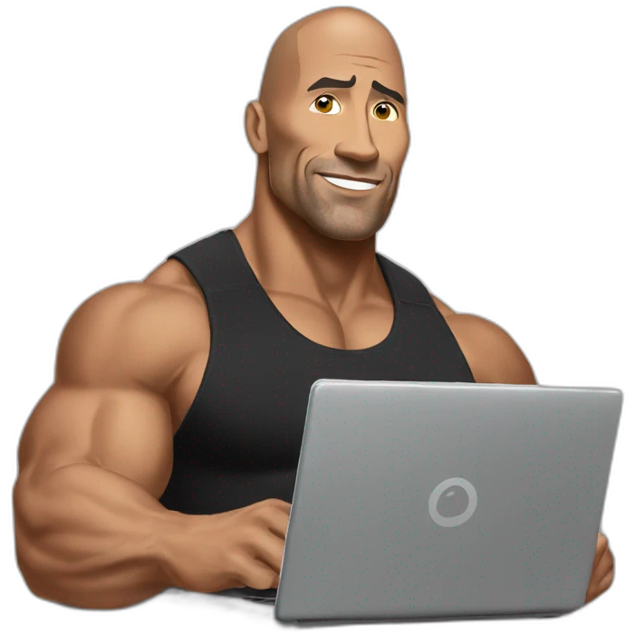 The rock working on laptop  emoji