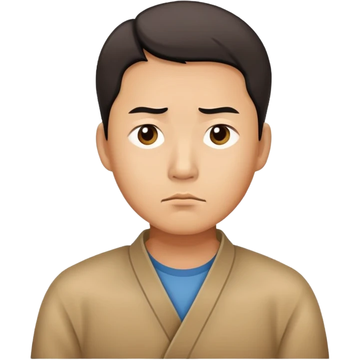 A Chinese man with a thoughtful, uncertain expression emoji