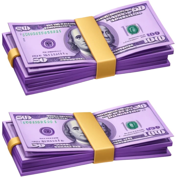 billetes en 3d morados en png emoji