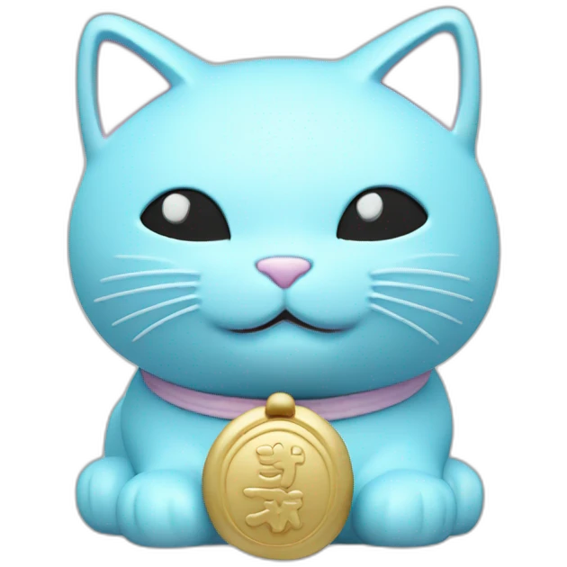 lucky cat pastel blue emoji