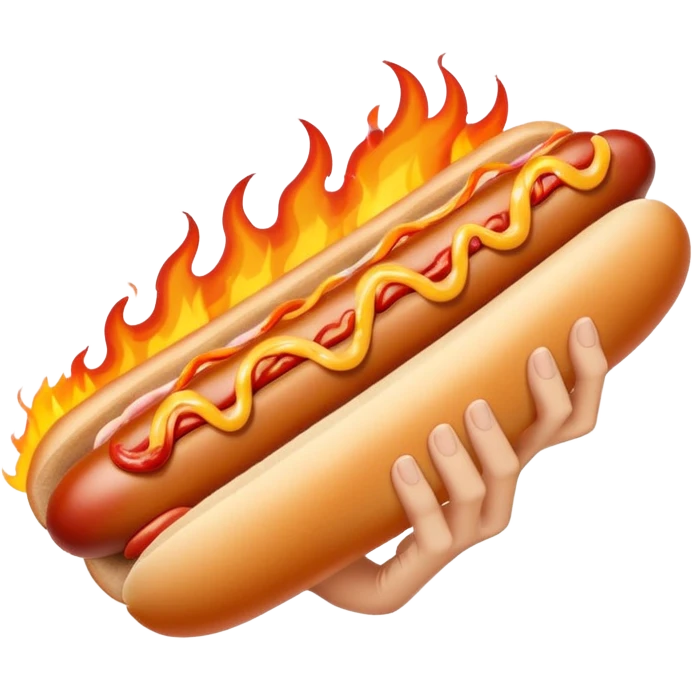 Hand Holding a Flaming Hotdog emoji