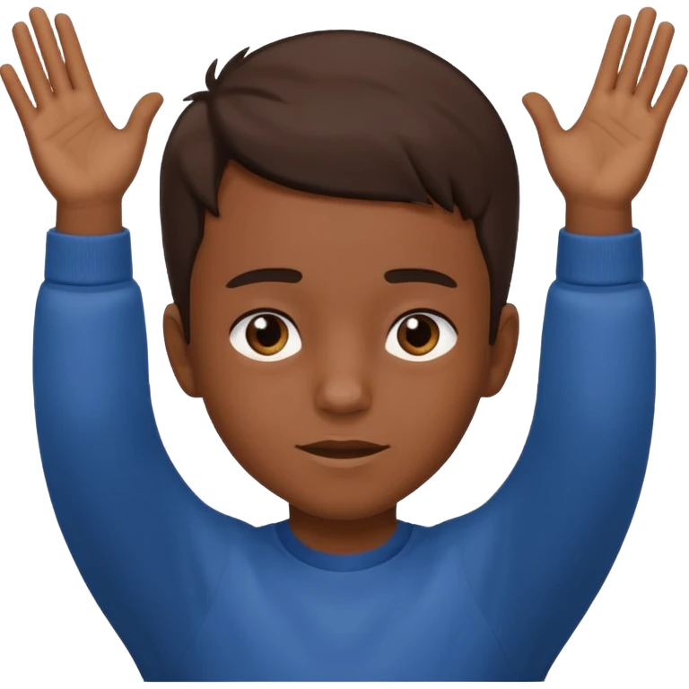 so i want to show a context sentence "what do you think"
a boy with both hand up and tilt head , showing i dont you emoji