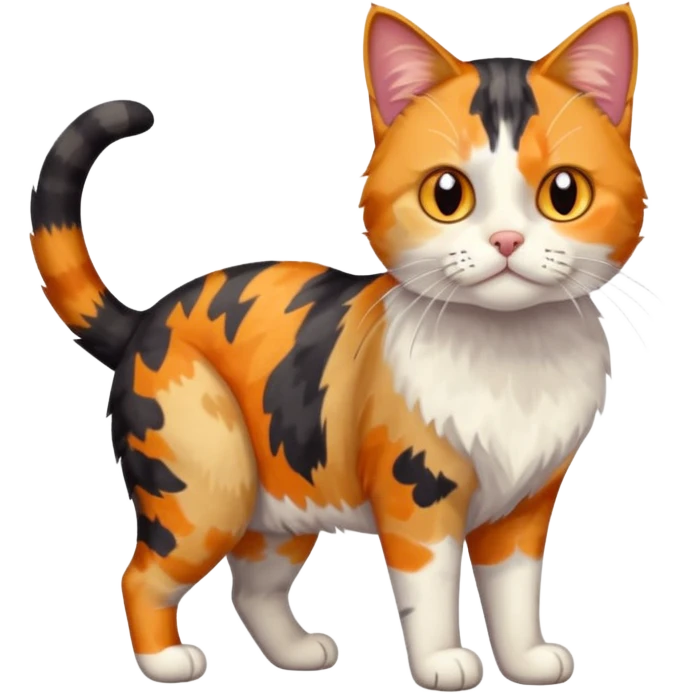full body anxious looking colourful patchy calico tabby cat emoji