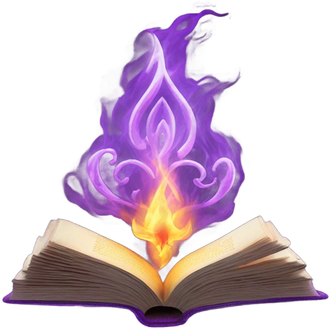 magical purple fire book emoji
