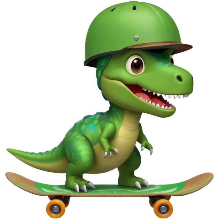 dinosaor with skateboard helmet emoji