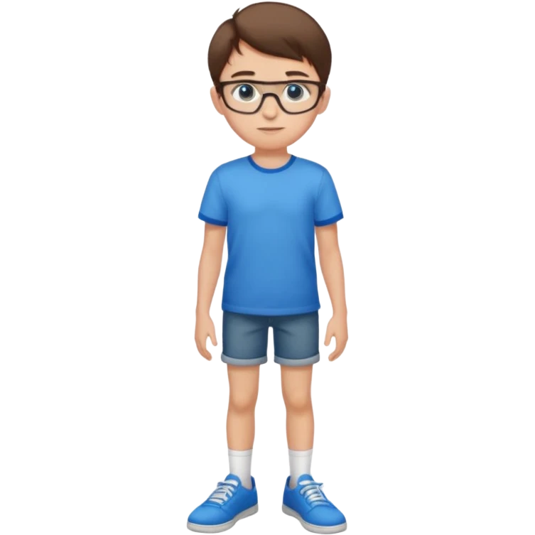 adolescent garçon taille moyenne corpulence maigre cheveux chatain court yeux bleus lunettes photo de pieds emoji