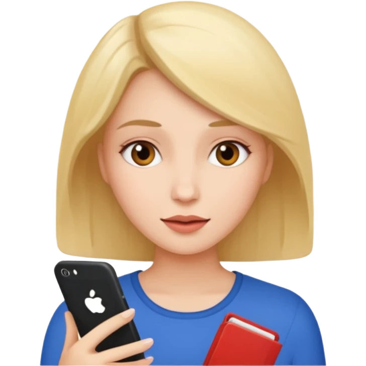 a woman talking and English letters around her emoji