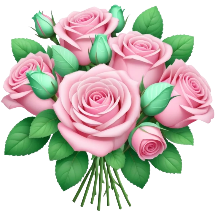 Light Mint and pink rose bouquet  emoji
