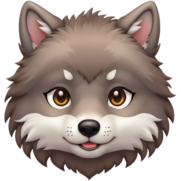 Wolf with a kawaii face emoji