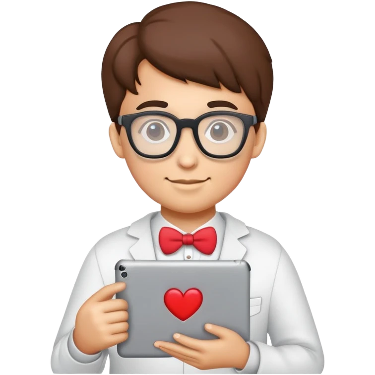 heart wearing nerd glasses holding an ipad emoji