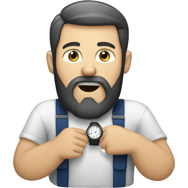 Bearded Caucasian man eating a watch  emoji