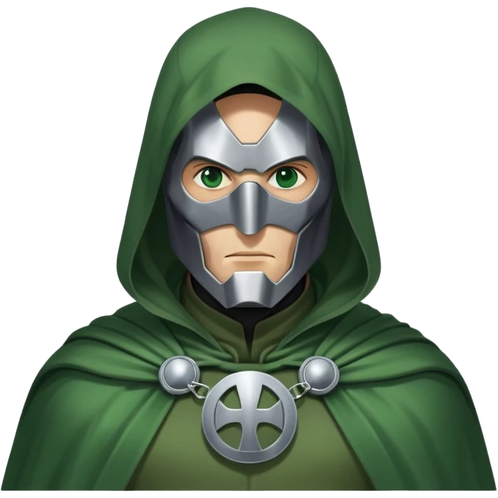 Doctor Doom villain with green cloak and metal mask emoji