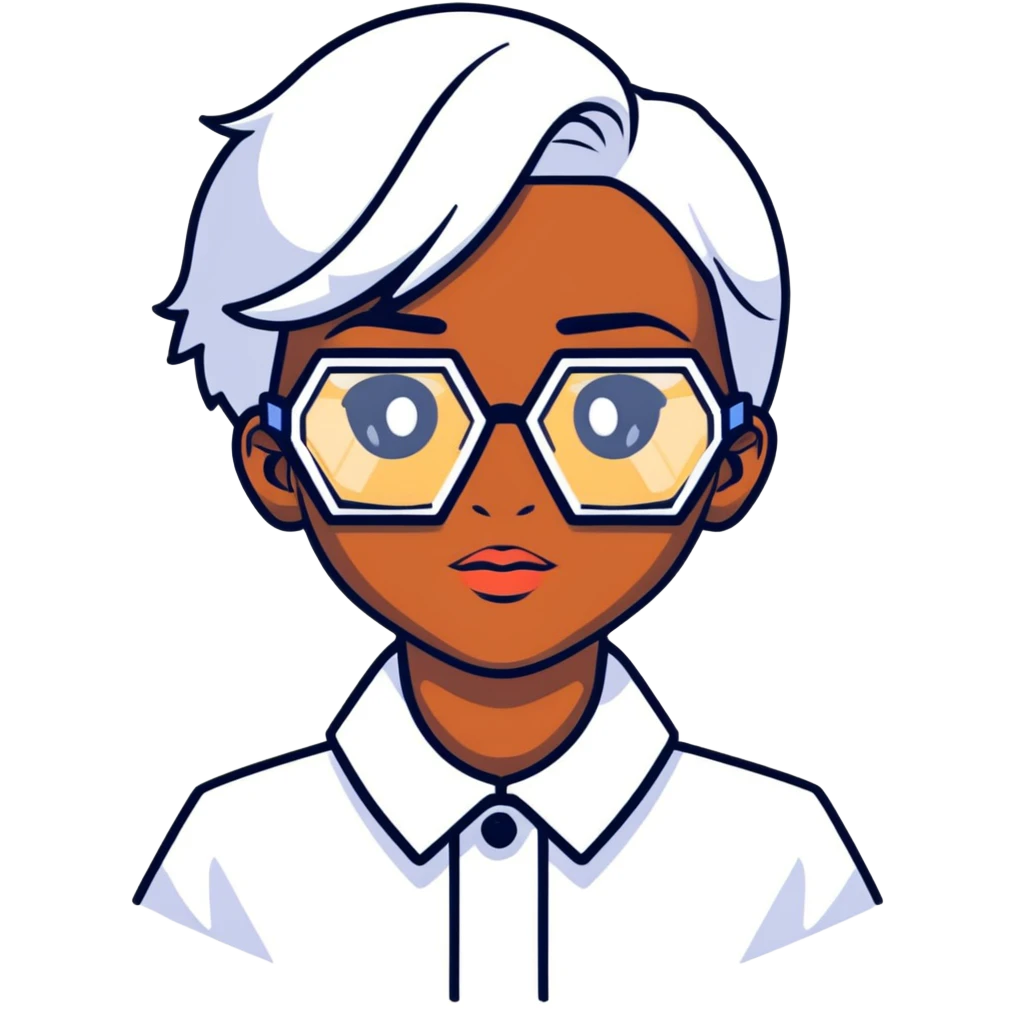 pretty black girl with hexagon glasses  emoji