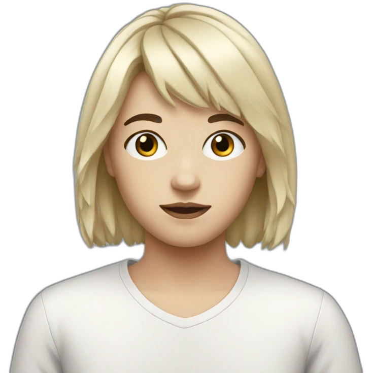 realistic white teenager with black bangs emoji