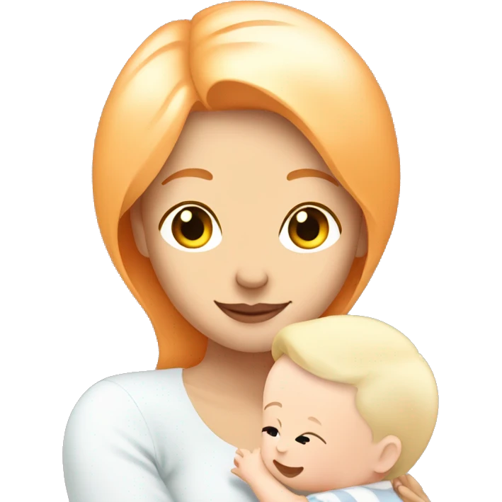White orange haired mom holding white blonde baby boy emoji