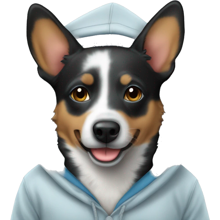 Blue heeler in hoodie emoji