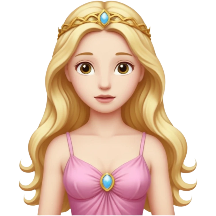 Venus, Love Goddess from Rome Mythology with long golden blonde hair, pink outfit emoji