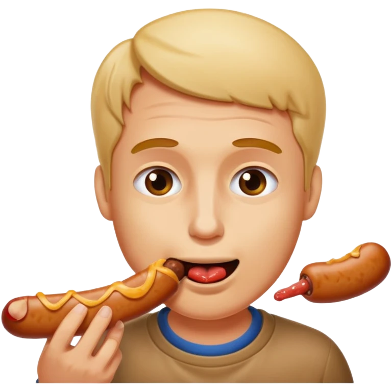 Face eating a sausage emoji