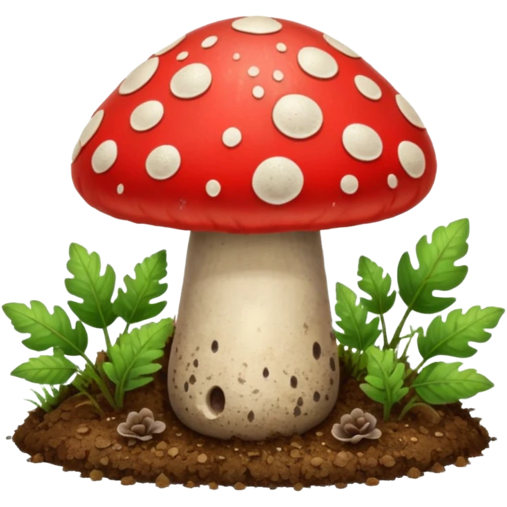 red magic mushroom wiht dirt emoji