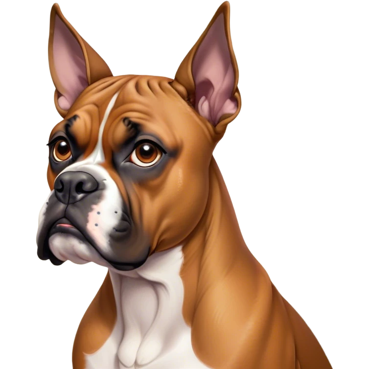 Cinematic Meme-Worthy Grumpy Fawn Boxer Dog Portrait Emoji, Head held high but eyes filled with dramatic disappointment, smooth fawn fur with a furrowed brow forming an unmistakable scowl, floppy ears slightly angled back in disapproval, piercing brown eyes glaring with pure exasperation, Simplified yet hilariously over-exaggerated features, highly detailed, glowing with an aura of supreme annoyance, high shine, exhausted yet judgmental, stylized with an almost regal pettiness, bright but brooding, soft glowing outline, capturing the essence of a guardian that has seen it all and is thoroughly unimpressed, so meme-worthy it feels like it could instantly become the next viral sensation of grumpiness! emoji